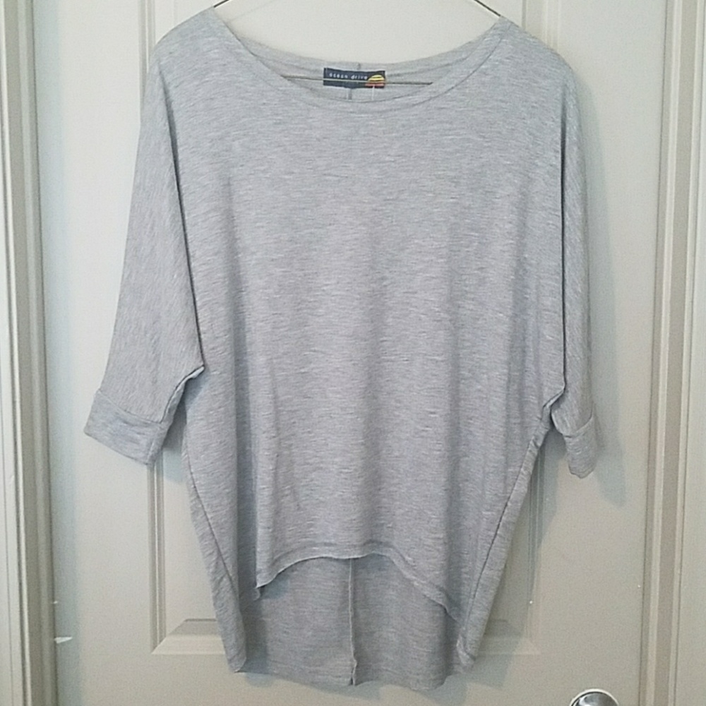 3/4 Sleeve Over The Shoulder Hi-Lo Top